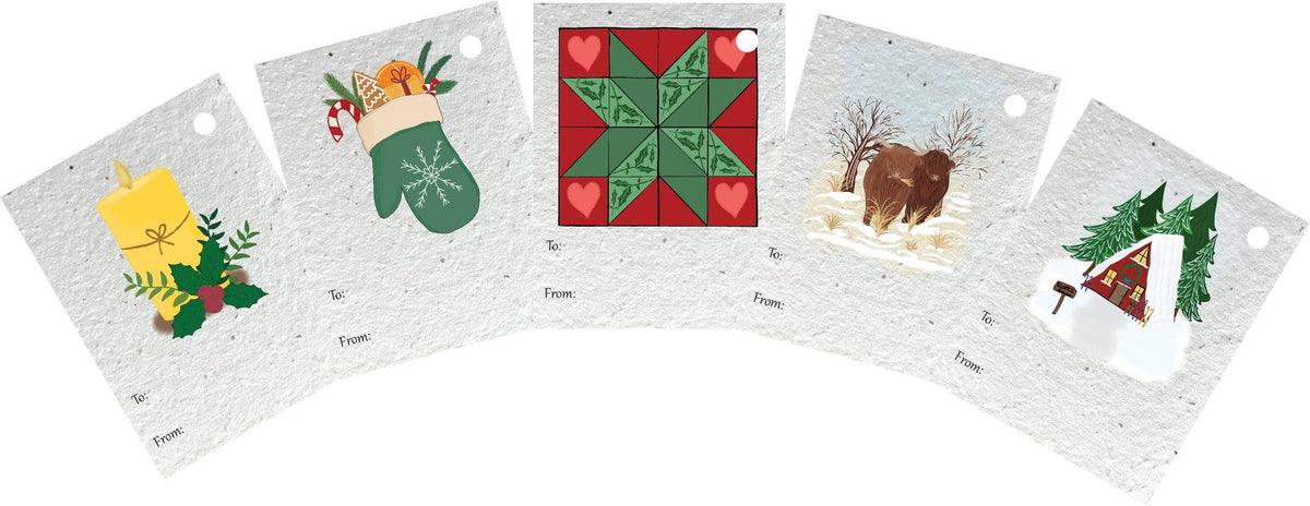 Verdant Paper Co. - 5 Pack of Christmas Plantable Gift Tags