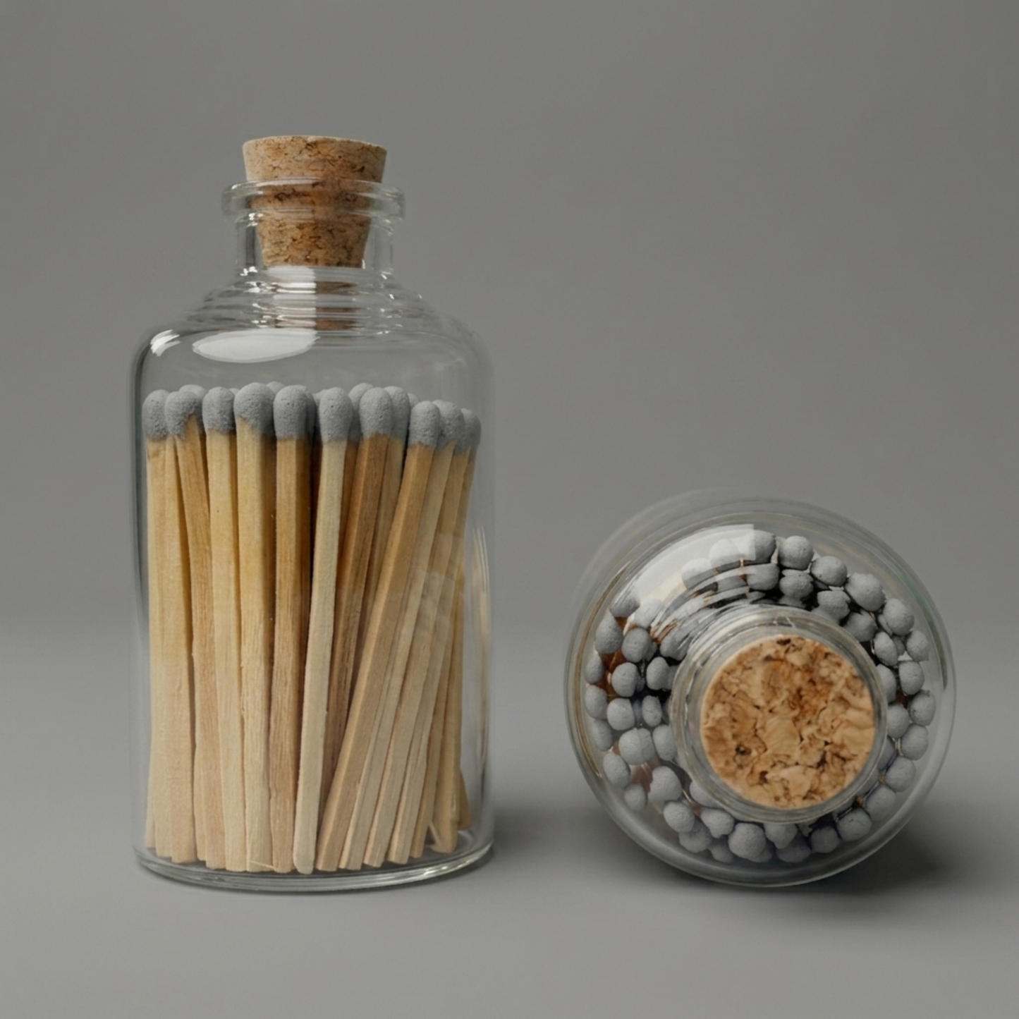 Concrete Tipped Safety Matches in Apothecary Jar - No Label