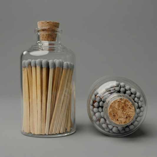 Concrete Tipped Safety Matches in Apothecary Jar - No Label