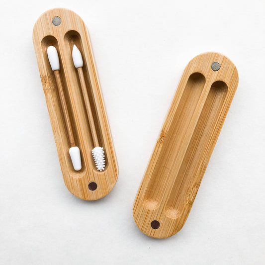 Reusable Plastic Free Bamboo Silicon Q-Tips with Bamboo Case