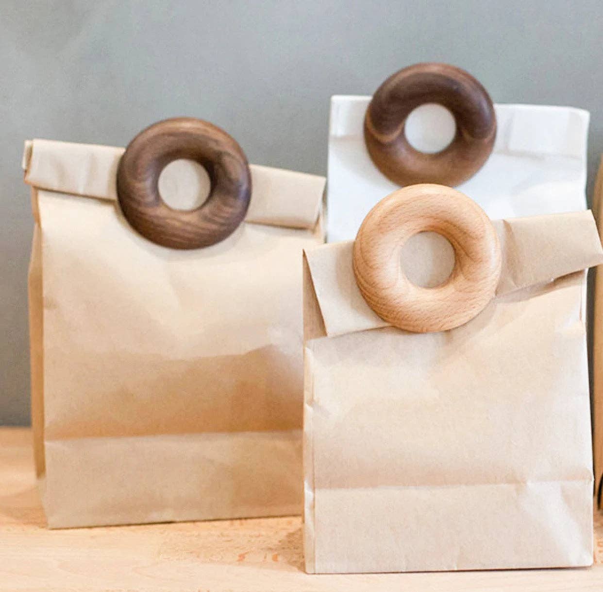 Wooden Donut Bag Clips - Eco Friendly  Plastic Free