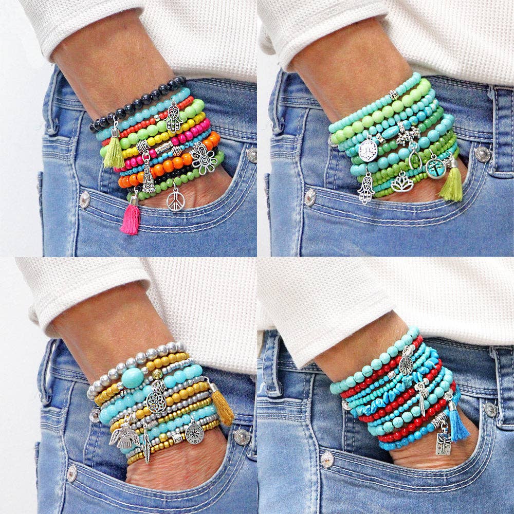 Beaded Bracelets Set in a Southwestern Themed
