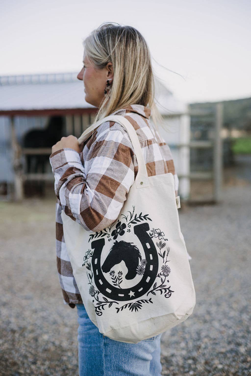 Canvas Tote Bag / Horseshoe / Reusable Bag