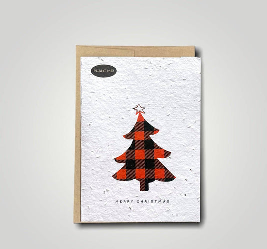 Plaid Christmas Tree Plantable Greeting Card