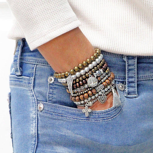 Beaded Stretch Bracelets in Earth Tones