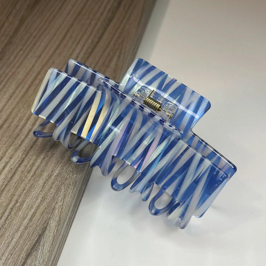 Cellulose Acetate Hair Clip | Veronica Blue Stripe