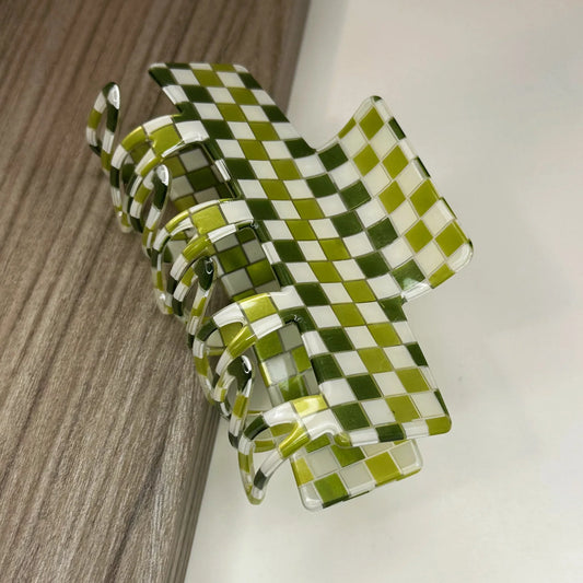 Cellulose Acetate Hair Clip | Veronica Green Check