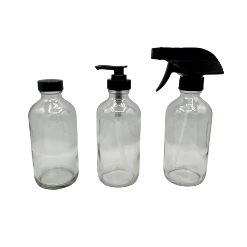 Clear Glass Bottle Spray, Plain or Pump Cap - 8 oz