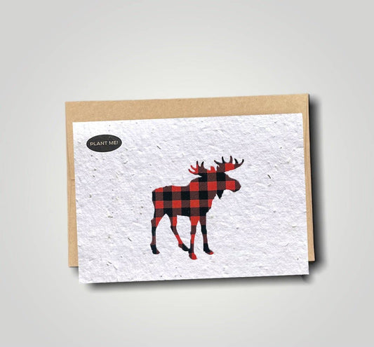 Plaid Moose Plantable Greeting Card